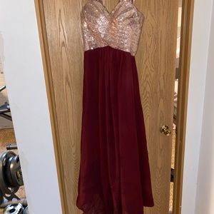 Rose Gold & Burgundy Dress size10